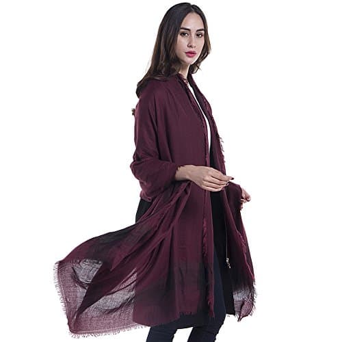 Women Sheer Plus Size Viscose shawls and Wraps for Wedding, Large Fringe Fashion Lightweight Woman Scarfs (Red Wine)