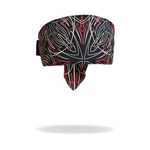 Red Grey White Pinstripe Road Wrap Headband Head Wrap Biker Bandanna Sweatband and Velcro