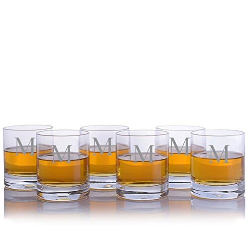 Personalized Crystalize Crystal Whiskey Rocks Glass with Titanium 6pc Set Engraved & Monogrammed - Perfect for Christmas and the Holidays