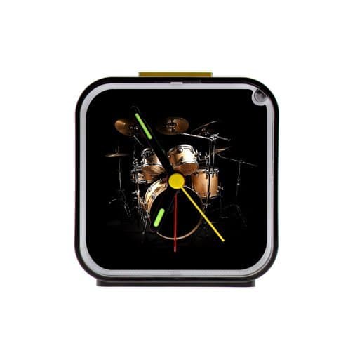 rock drum set/drum kit musical instrument Custom Square Black Alarm Clock,Home Decor 100% Quartz