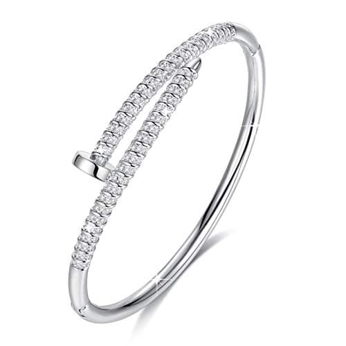 VICISION 2019 3 Color Statement Screw Cuff Bangle Bracelet Gold Plated 5A Cubic Zirconia for Women Fine Fashion Jewelry Accessories