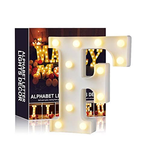 Ciojio A-Z Alphabet Light White LED Night Lamps Plastic Letter Standing Hanging Lighting for Wedding Party Bedroom Xmas Decoration (F)