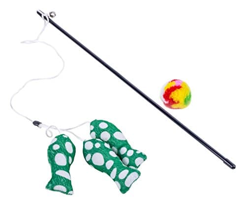 Cat​ ​Teaser​ ​Wand​ ​Chaser​ ​Toys​ ​With​ ​Wool​ ​Ball​ ​Bundle​ ​Set​ ​-​ ​Triple​ ​Green​ ​Fish