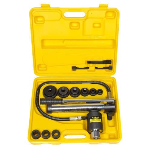 IWISS 10 Ton Hydraulic Knockout Punch Driver Kit with 6 Die Hole Hand Tool Conduit 1/2 to 2