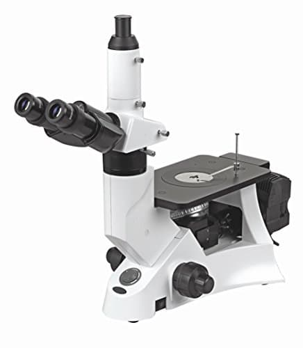 BestScope BS-6000B Inverted Metallurgical Trinocular Compound Microscope, EWF10x Eyepieces, Infinity Plan Objectives, 40x-400x Magnification, Kohler Halogen Illumination, Polarization Attachment, Plain Stage, 110V