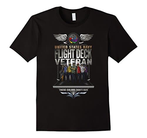 Mens US Navy Flight Deck Veteran - These Colors Don't Run Tshirt Large Black