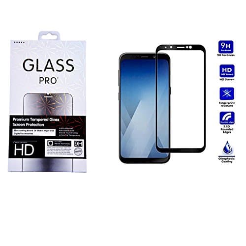 Micah 2018 9H Full Glue Screen Guard Case Friendly Body Tempered Glass for Samsung Galaxy A8 Plus (Black)