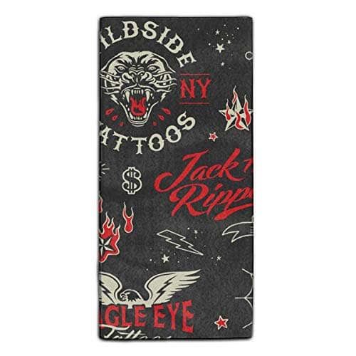 Machine Washable, Solid Vintage Tattoo Dishtowel 11.8 × 27.5 Inches