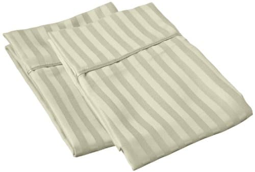 1500 Series 100% Brushed Microfiber Standard Pillowcase Set Stripe, Sage - Super Soft and Wrinkle Resistant
