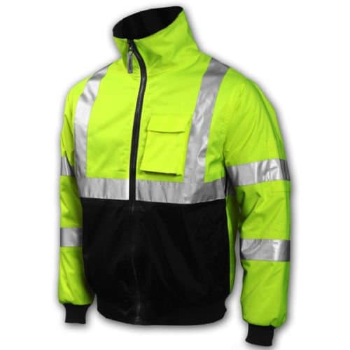 Tingley Job Site Premium Bomber Jacket, Fluorescent Lime-Green, 2" Silver Reflective Tape, ANSI/ISEA Class 3, Fleece Insulated, Water/Windproof, 8 Pockets, Stretch Knit Cuff/Waist, Size: 4XL, J26002-4XL