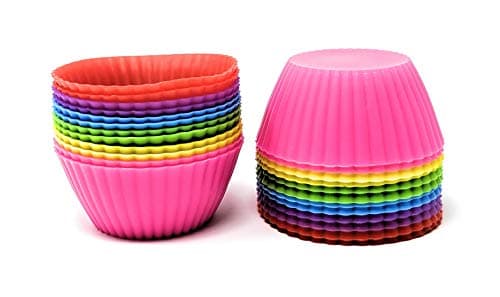 Seacoast Silicone Reusable Cupcake Liners/Baking Cups, Pack of 24 (Assorted Colors) BPA Free Muffin Molds