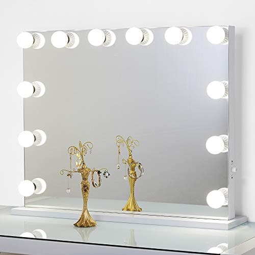 Toyswill Frameless Hollywood Vanity Mirror, LED Illuminated Makeup Mirror with Dimmable Bulbs,Tabletop and Wall Mouted Lighted Cosmetic Mirror, (6580)