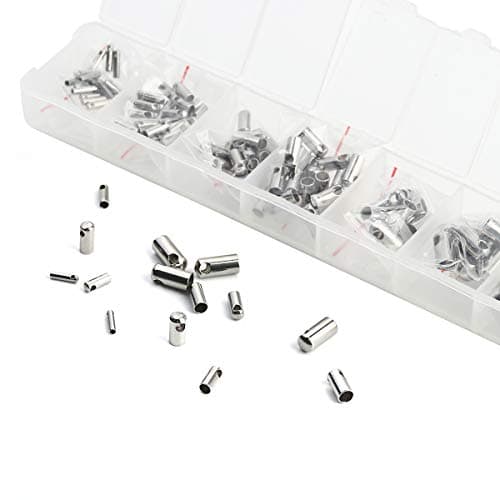 DUSENG 110 Pcs Stainless Steel Cord Crimp End Tips Caps with Storage Box for Jewelry Making DIY Kit