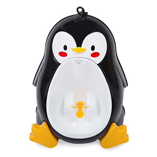 ShakeLady Boys Potty Training Urinal Standing Pee Cute Penguin Shape with Funny Aiming Target (Black)