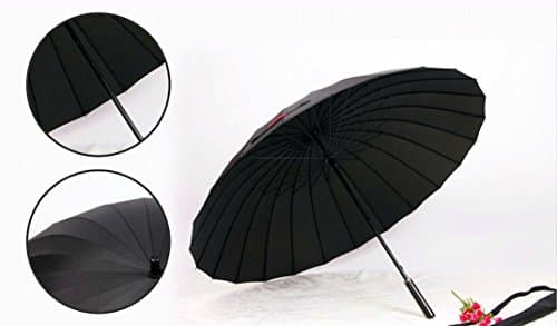 HANBUN Manual Open &amp; Close Straight Umbrella Windproof Big Umbrella with 24 Ribs, Durable and Strong Enough for the wind and rain, Retro &amp; British style ,Carrying Bag included HU012 (RED)