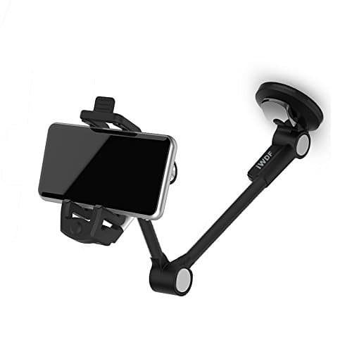Alloy Car Phone Mount,Iwonderful Grip Flex Universal Windshield Car Phone Holder/Stand/Car Cradle with Extra Dashboard Base for Iphone 7/7 plus 6s/6s Plus HTC Sony LG Smartphone,GPS Devices,1001-Black