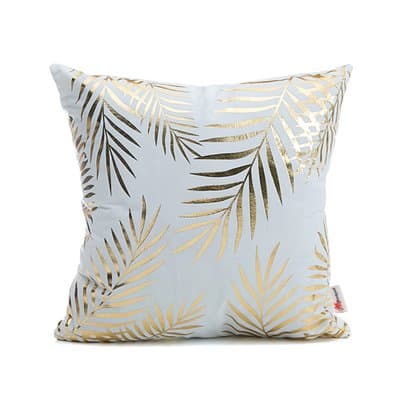 Flannel Throw Pillow Cover Case-18" X 18" Standard Square Gold Leaf Decorative Sofa Cushion Cover Couch Pillow with Zipper((1, White 2)