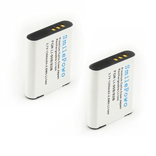 SmilePowo 2-PACK LI-90B Battery for Olympus , LI-92B, UC-90 work with Olympus SH-1, SH-50 iHS, SH-60, SP-100, SP-100EE, Tough TG-1 iHS, Tough TG-2 iHS, XZ-2 iHS Cameras