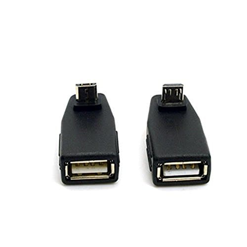 CHIBI 1 Pair of 90 Degree Up &amp; Down Right Angled Micro USB Type B to USB Female OTG Adapter for Tablet &amp; Cell Phone Black