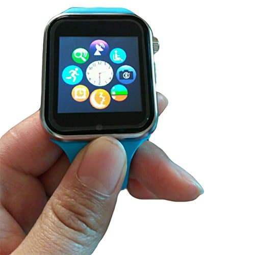 Wireless Bluetooth Smart Watch Wrist Watch Phone with SIM Card Slot camera and NFC bluetooth 3.0 or higher /Easy connection/ Make calls/Support SIM/TF for IOS/Android Above SmartPhones (Blue)