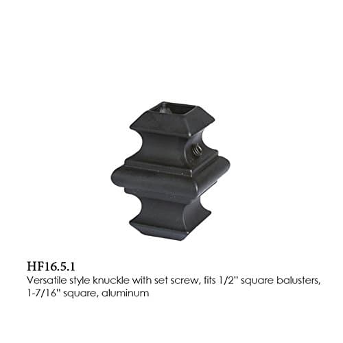 Satin Black 16.5.1 1/2-inch Adjustable Knuckle Add-On Decorative Ornament for Iron Balusters, Box of 10