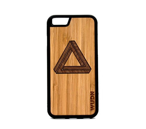 WUDN Handcrafted iPhone 7 Case, Geometric Multi Wood Inlay Triangle Design - Modern and Futuristic Inlay Concept, Made in The USA From 100% Real Locally Sourced Wood (iPhone 7)