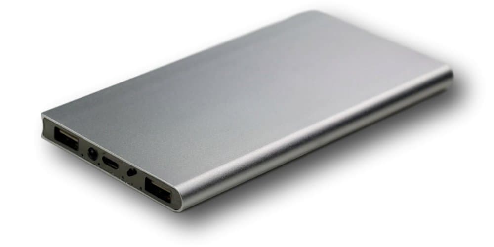 Mobile Power Bank 10000mAh (Silver) - 2.1A / 1.5A plus Light