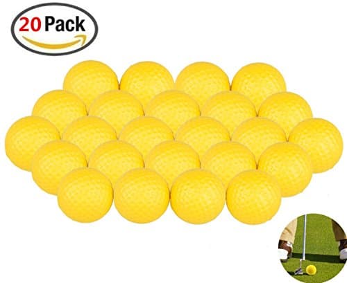 Lanticy Practice Golf Balls, 20Pcs Soft Dimpled Elastic Safe Indoor Outdoor Training Soft PU Foam Sponge Golf Balls (Yellow: 4.26cm/1.68inch Dia)
