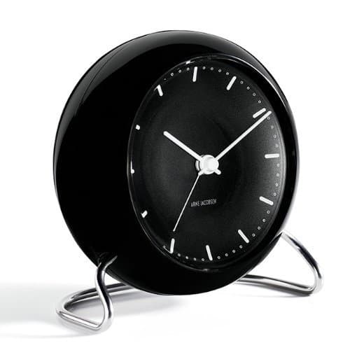 Arne Jacobsen City Hall Table Alarm Clock in Black