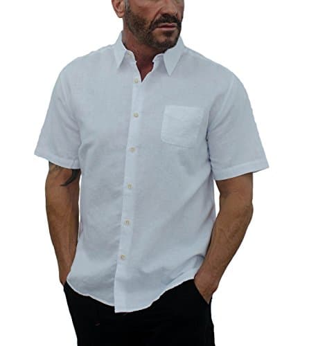 Short Fin Men's Short Sleeve Button Down Linen Shirt