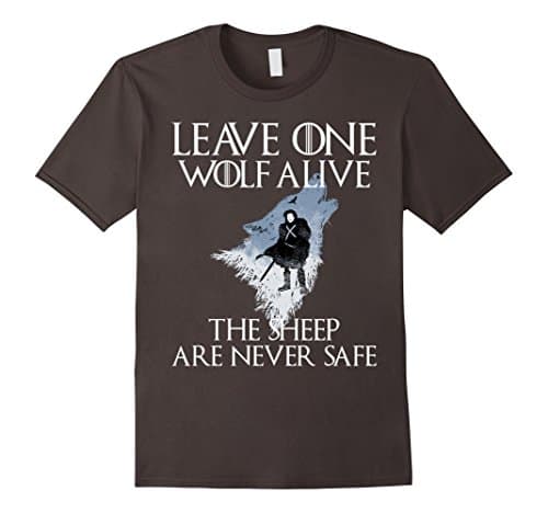 Mens LEAVE ONE WOLF ALIVE AND THE SHEEP ARE NEVER SAFE SHIRT Small Asphalt