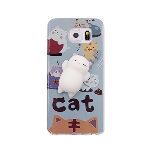 Squishy Case for Samsung Galaxy S7, 3D Animal Seal Cat Pinch Relaxing Venting Pressure-relief Toy Soft Silicone Phone Back Cover for Samsung Galaxy S7 G9300 (Tiger Cat)