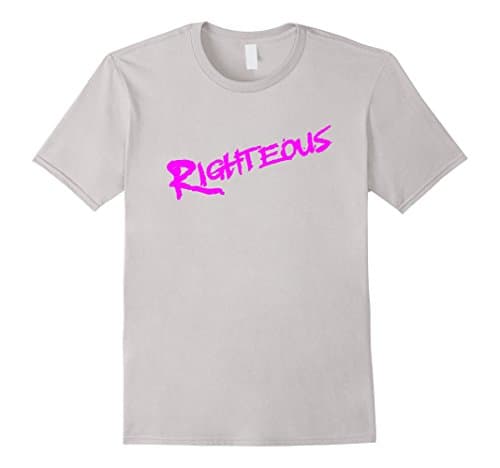 Mens Righteous 80s Throwback T-Shirt 3XL Silver