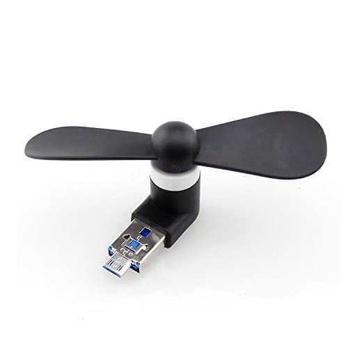 FNWD USB Micro 2-in-1 Mini Fan, Portable Dock Cool Cooler Rotating Mobile Phone Fan Foldable Personal Fan for power bank mobile power Android Phone (Black)