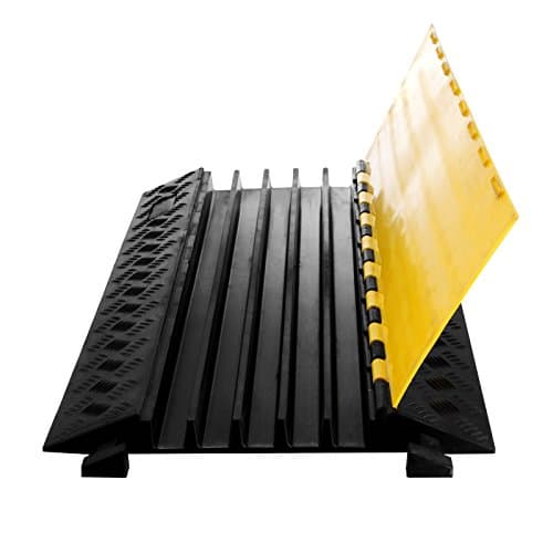 ShunLight 5 Channel Industrial Rubber Cable Protector Straight Rubber Cable Ramp Capacity 18,000 lbs with Dog Bone Connector for Cable and Wire Protect