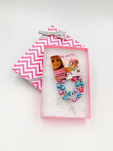 Dolly &amp; Me Matching Charm Bracelet Gift Box Set for Girl and 18 Inch Doll (Crystal Cross)