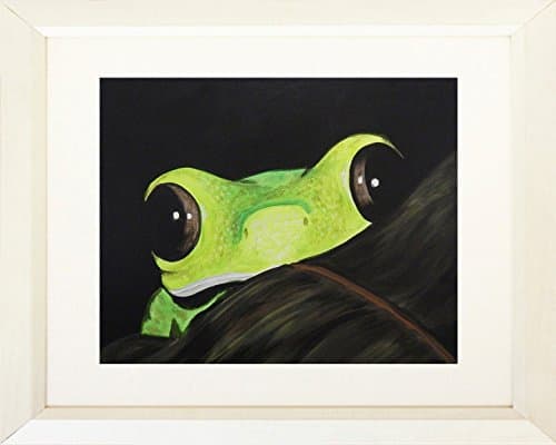 FRAMED Peeking Frog by Ed Capeau 20x16 Matted Art Print Poster Wall Decor Green Tree Frog Peek A Boo Save The Rainforest