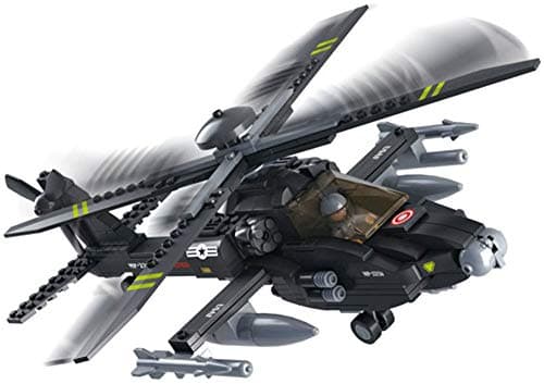 Kids Army Military Toy Apache Attack Gun Helicopter Blocks Bricks