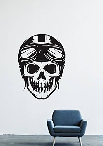 Wall Decals Decor Vinyl Skeleton Head Skull Bones Dead Man Vick Cards Death Helmets Goggles Racer GMO0912