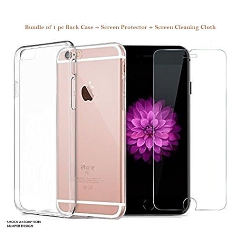 Jelly iPhone 6/S/6S Lightweight Clear Transparent Case, Shock-Absorption Cell Phone Cover For Men Women Girls Boys With iPhone 6/S/6S Tempered Glass Screen Protector From Mc Loj - iPhone 6/6S Bundle