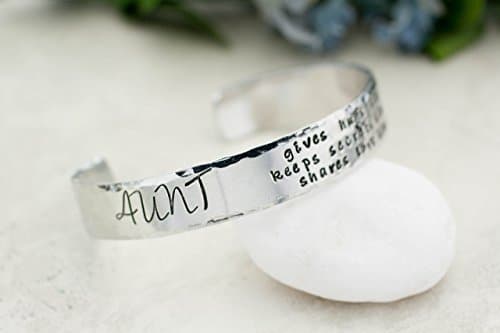 Custom Gift for Aunt, Aunt Personalized Cuff Bracelet, 1/2" Width, Aluminum, Quote Jewelry, Birthday Gift for Aunt