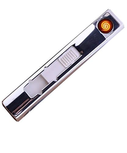 Qprods - Electric USB coil lighter. Windproof and Ecological. No flame, gas or liquids. USB rechargeable. Lights thousands of cigarettes. 1 year warranty (Silver)