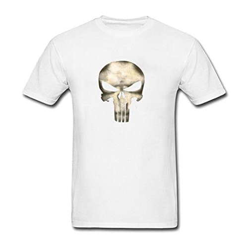 FY Apparel Men's Punisher Skull and Skeleton Compression Logo Tee T-shirt (XXL White)