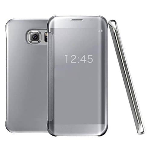OOKOO Samsung Galaxy S7 edge Case, Mirror Smart Clear View Window Flip Case Cover For Samsung Galaxy S7 edge - Silver
