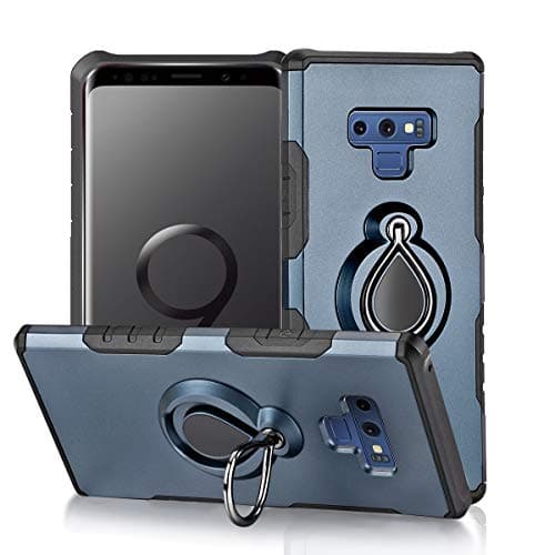 Galaxy Note 9 Case,JYIN 360 Degree Rotating Ring Kickstand Function with Magnetic Metal Patch Soft TPU Cover,Full Protective Anti Scratch Holder Case Compatible with Samsung Galaxy Note 9-Navy