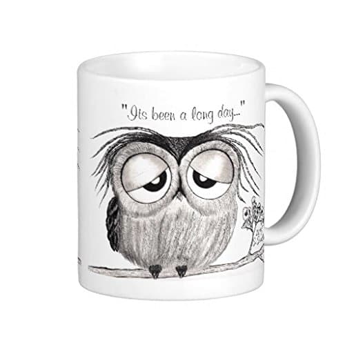 UingShow Its Been A Long Day Sleepy Owl Ceramic Coffee Mug Tea Cup