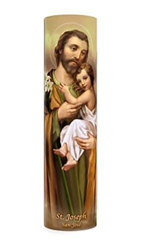 Saint Joseph, LED Flameless Devotion Prayer Candle, Religious Gift, 6 Hour Timer for More Hours of Enjoyment and Devotion! Dimensions 8.1875" x 2.375"