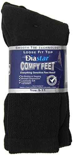Diastar Comfy Feet Diabetic Socks, Black, 9-11, 3 pack - Buy Packs and Save (Pack of 4)