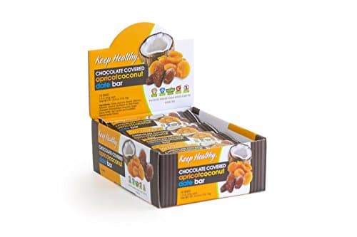 Keep Healthy Chocolate Covered Apricot Coconut Date Bars | Certified Non-GMO, Vegan, Gluten Free, Kosher | 1.6-Ounce 16 Bars per Box