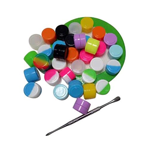 HONEYYE 2ml Silicone Container Oil Wax Dab Concentrate Jars 100pcs+1 Siliver Tool+1 Pat